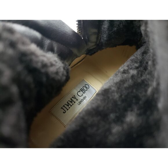 Jimmy Choo Shearling Lined Platform Leather Ankle Boots Brown Womens 39.5 US 9.5 - Picture 10 of 12